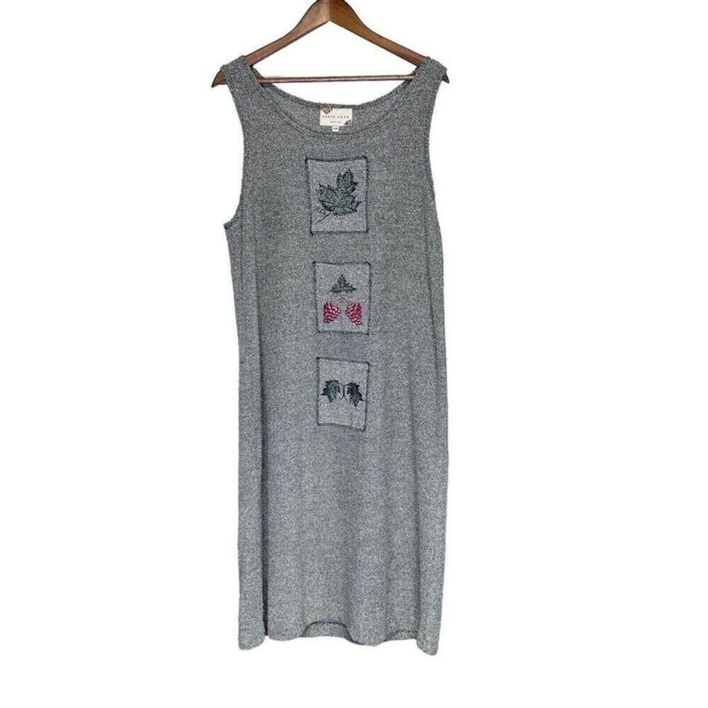 Vintage Earth Song Embroidered Midi Maxi Jumper Dress Sweater Dress 12P Neutral